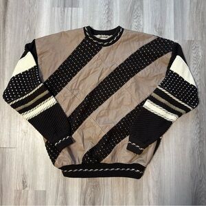 Vintage Y2K Bagazio Sweater Leather Cosby Style Men’s XL Hip hop Party Brown 90